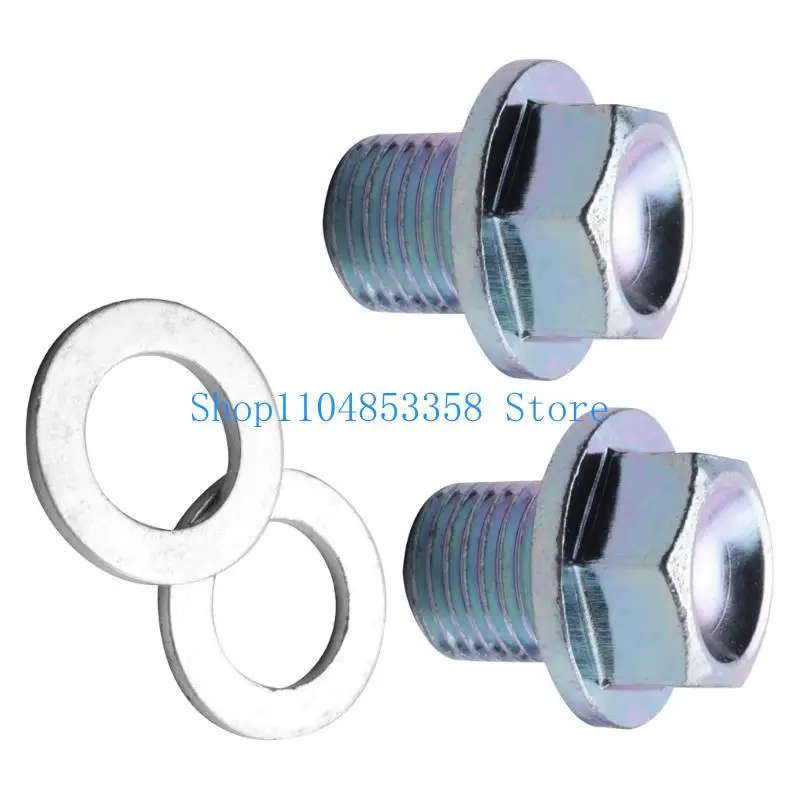 652F 2PCS Vehicle Engine Oil Pan Drain Bolt Replacement Silver Metal Construction 13.5mm Thread Size for Auto Maintenance