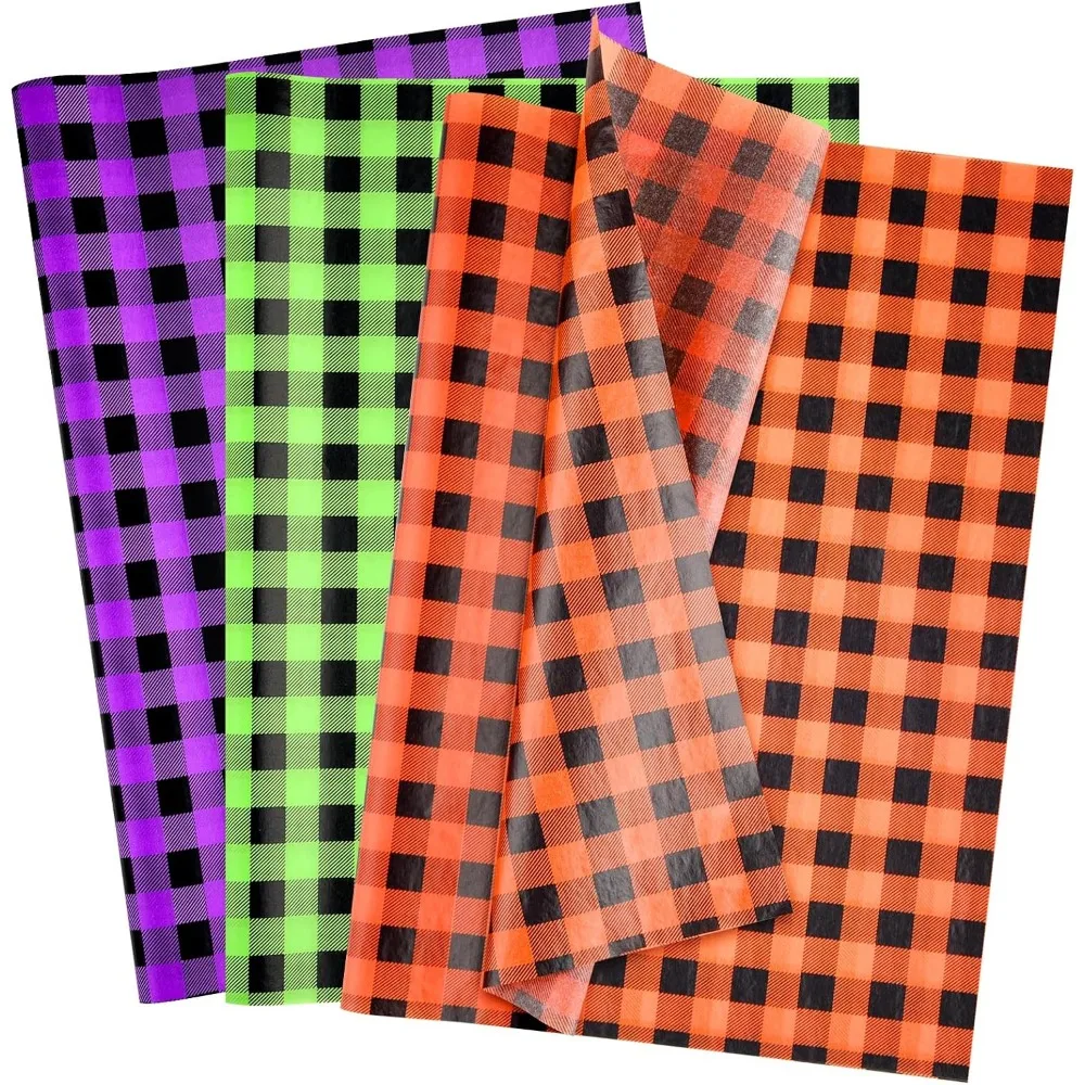 60 Hojas de Papel de Seda para Halloween en Naranja, Verde y Morado para Manualidades, Bolsas de Regalo y Artículos para Fiestas