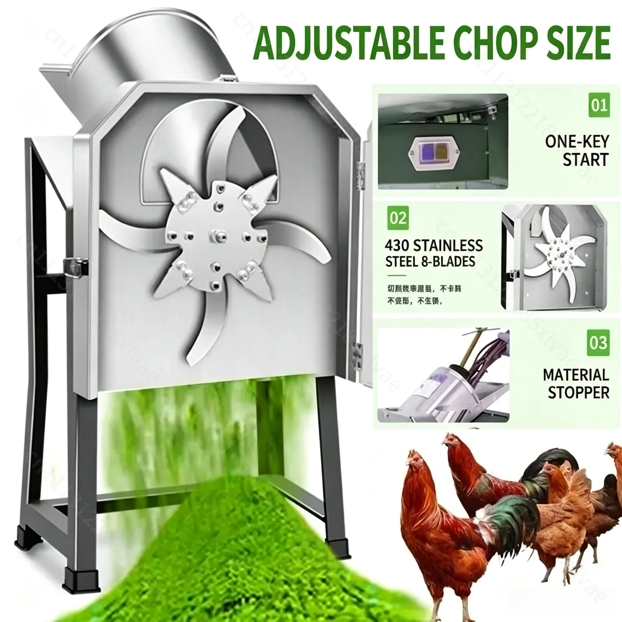 Household Electric Forage Chopper, Small Feed Grinding Machine for Cattle, Sheep, Chicken & Pig Breeding, Efficient Hay Shredder