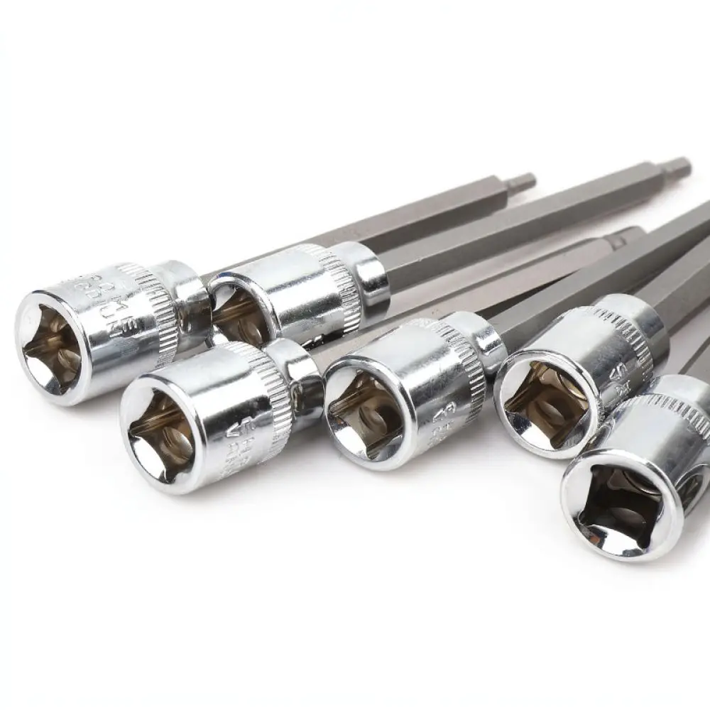 Extended Hex Bit Socket Wrench Set CRV Steel Hardware For Deep Hole Access Automotive Repair Mechanic Tools