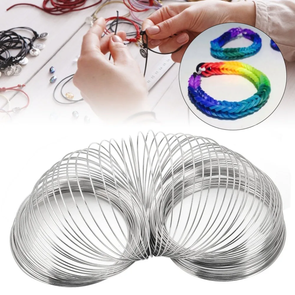 

100pcs Handmade 55mm Diameter Memory Wire Bracelet Metal Material 100 Loops Spiral Jewelry Wire Beading Wire Art Decoration