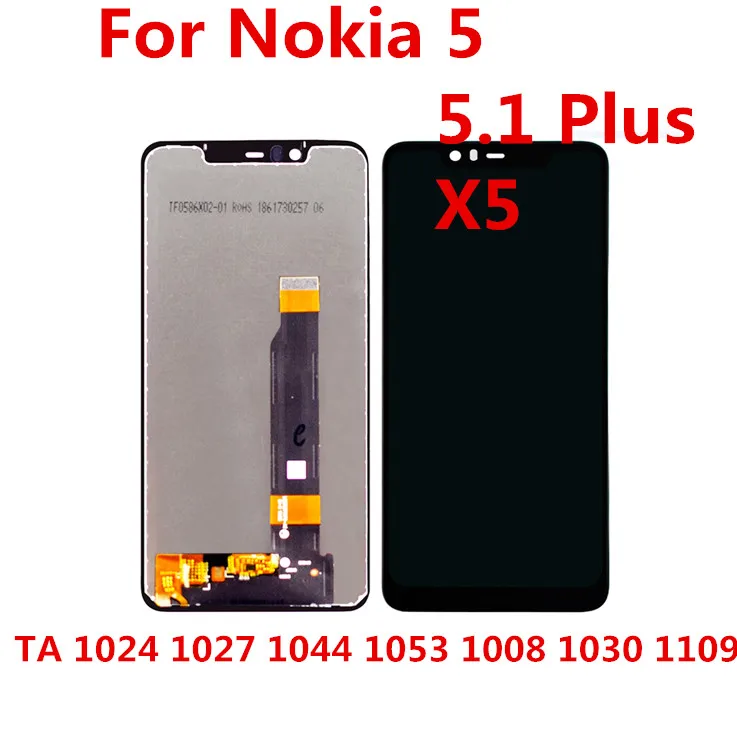 For Nokia 5.1 LCD Display Touch Screen Digitizer TA 1024 1027 1044 1053 1008 1030 1109 For Nokia 5 5.1 Plus LCD X5 Screen