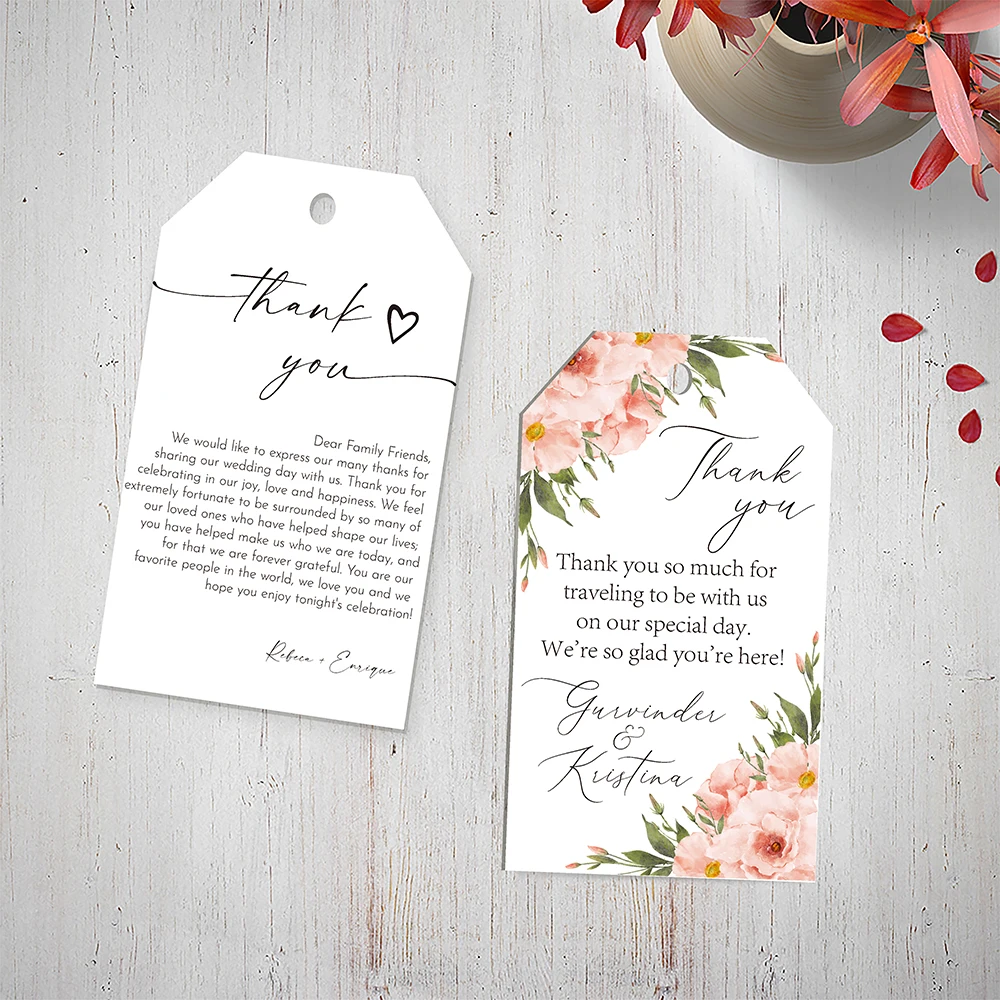 

Personalised Thank you Tags for Wedding Guests Party Shower Welcome Gift Tags Decor Favor Bridal Baby Shower Tag Printable