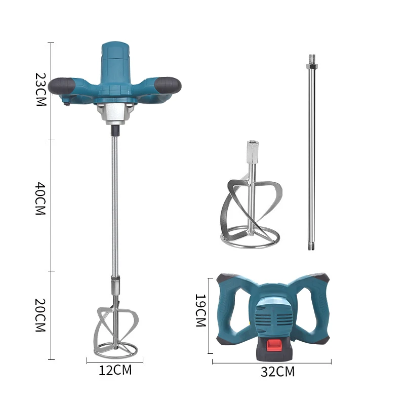 Industrial Mixer Handheld Electric Lithium Battery Putty Mixer Industrial Tool Cement Paste Concrete Mortar Plastering Blender