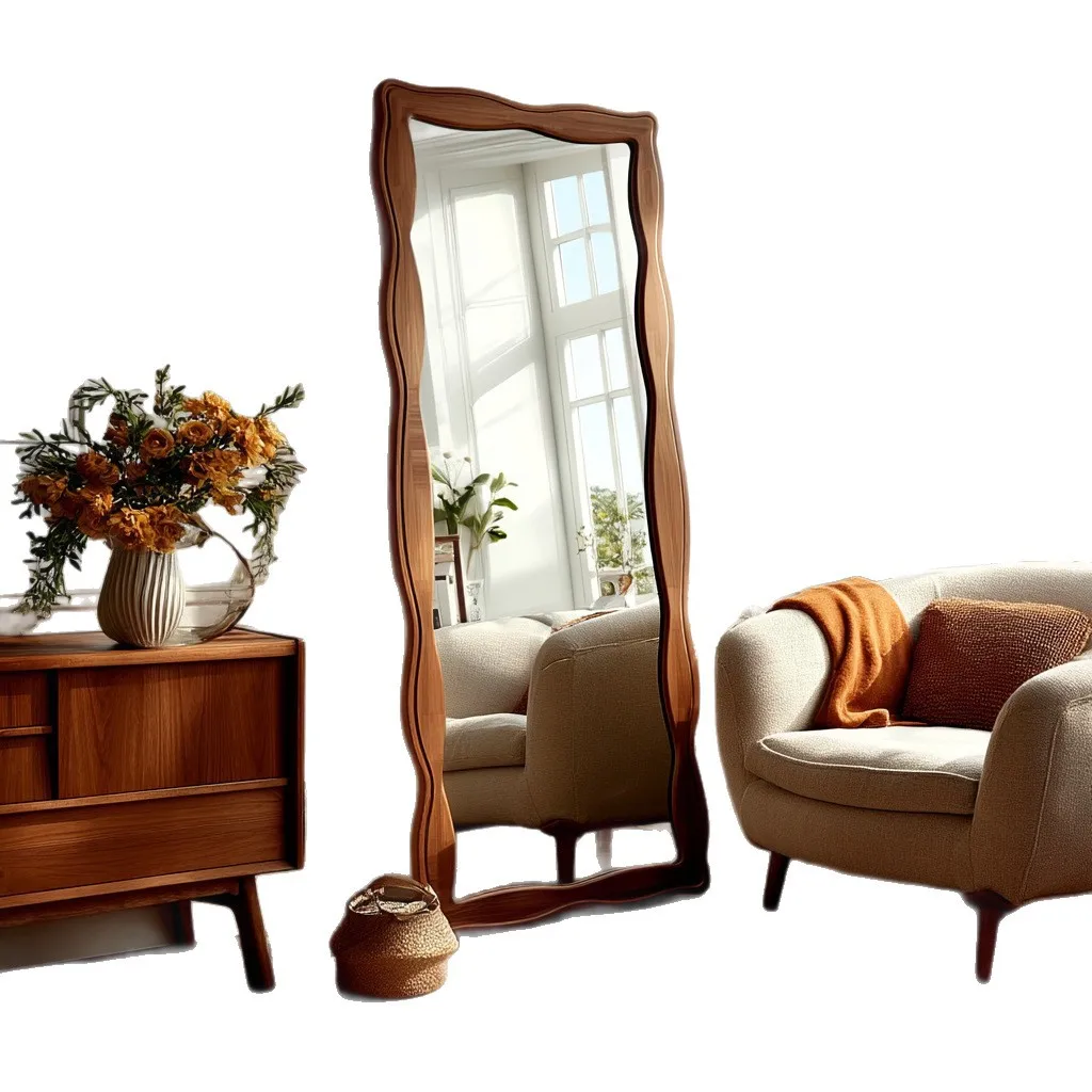 Medieval style solid wood tempered mirror full-body  floor household living room mirror girls fitting mirror
