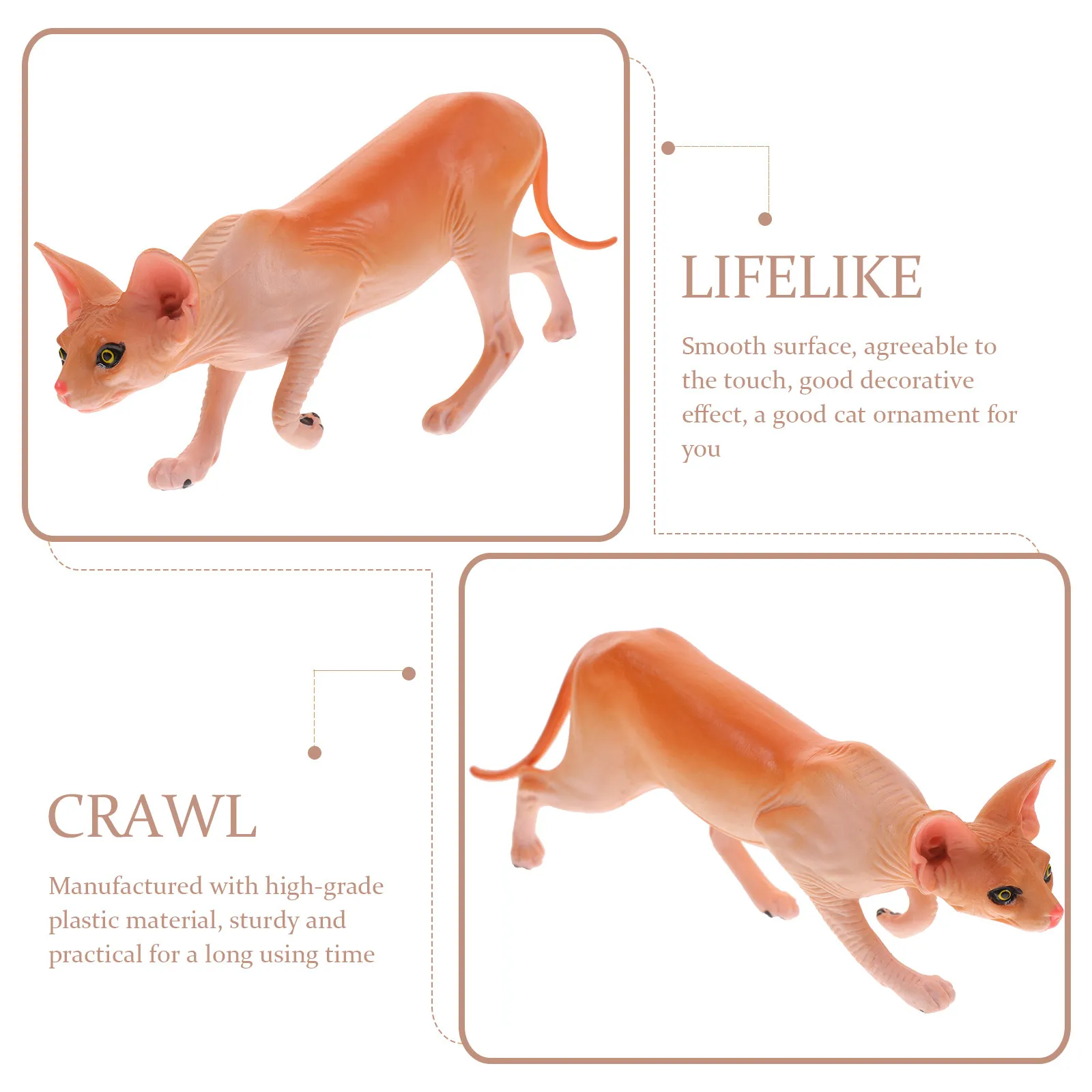 Realistic Hairless Cat Desktop Ornament Decorative Small Cat Statue Artificial Plastic Kitten Craft Home Decoration