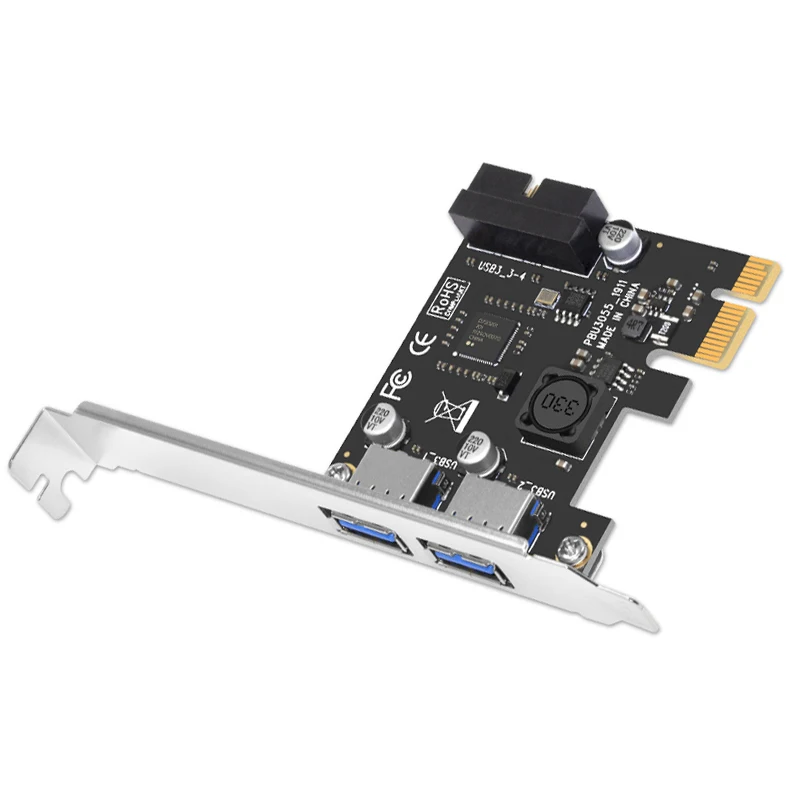 Adaptateur USB 3.0 PCI Express 6 000 cartes PCI e vers 2 ports USB 3 + en-tête 19 broches, puce NEC pour PC