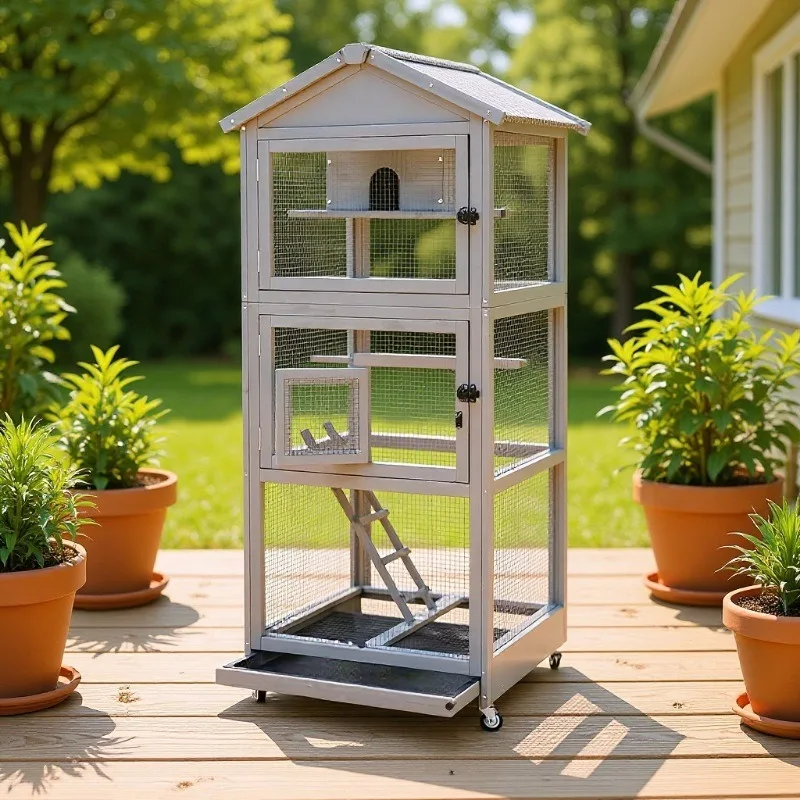 

Birdcage Birdtalk Luxury Villa Cage Solid Wood Pet Bird Keeping Box Birdcage Bird House