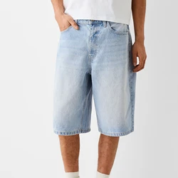 Baggy Jeans Shorts for Men Casual Loose Fit Wide Leg Denim Shorts Y2K Vintage Hip Hop Classic Long Shorts Pants Trousers