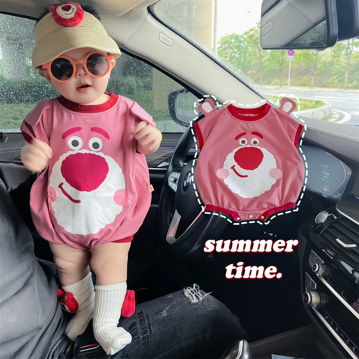 Disney Redberry Bear Model Clothing Climbing Suit Fashion Neutral Baby Triangle Wrap Fart Coat Cotton Short-sleeved Bodysuits