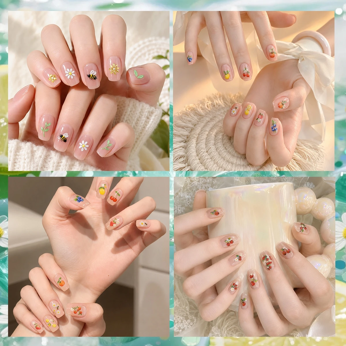 Набор из 3-12 листов 5D наклее – обзор и цена Nail Art Strawberry