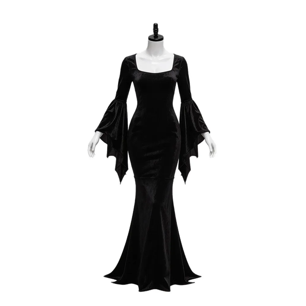 Inspired Inspired Gothic Black Velvet Mermaid Gown Women Batwing Flare Sleeve Halloween Party Vampire Witch Fancy Dress - Aliexpress Deal