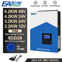 EASUN Hybrid Solar Inverter 6.2KW 4.2KW 3.2KW 2.2KW 12V 24V 48V MPPT Hybrid Off Grid Pure Sine Wave 80a 110a 230v 50/60hz Solar Inversor Charger