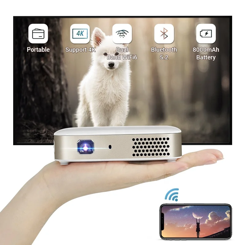 Hotack OEM ODM D061 Portable Home Theater Game Video Proyector Mini Smart WIFI Beamer Portable Outdoor Pocket Projector