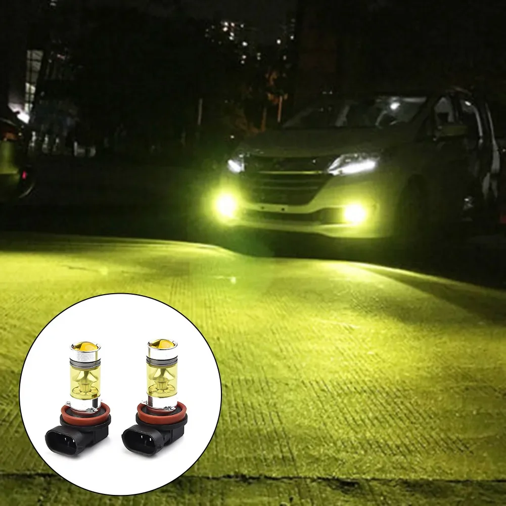 

2pcs High Power H11 H8 Car Fog Lights Lamp 2323 LED Chip Daytime Running Auto Leds Bulbs Car Light Yellow Color Bulbs