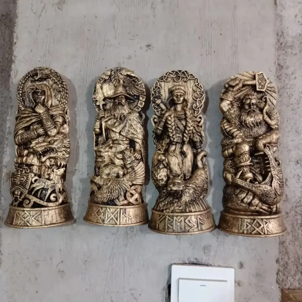Retro Nordic Gods Sculpture Carving Mythical Freya Statue Collectible Resin Crafts Myths and Legends Statue