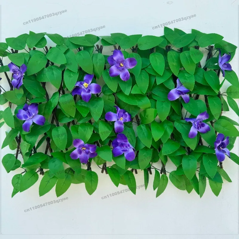 Simulation Fence Outdoor Courtyard Telescopic Fence Plastic Green Plant Leaf Rattan Fence Garden Decoration Simulation