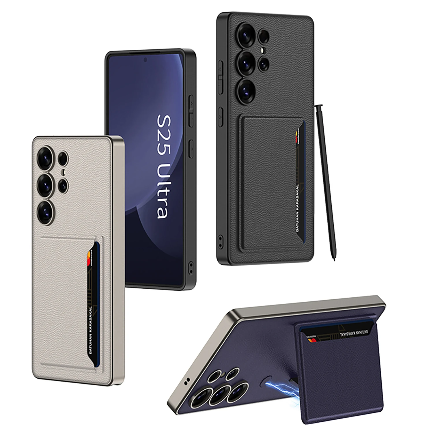 Luxury PU Leather Hard PC Shockproof Phone Cover for Samsung Galaxy S25 Ultra Case with Card Bag