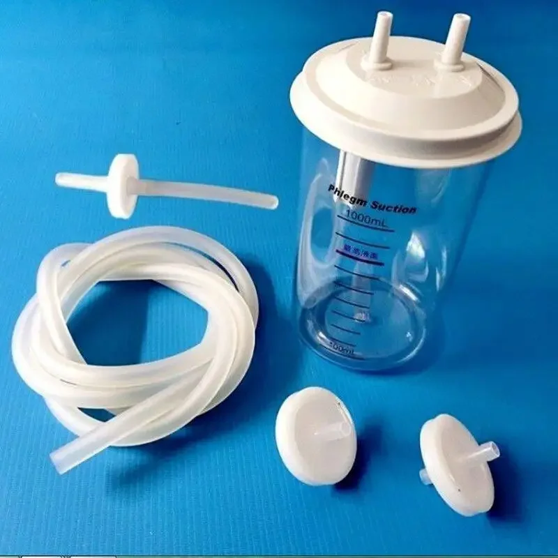 Phlegm liquid tank bottle, Lid, Tube, Filter, For Phlegm Sputum Suction Unit 7A-23B/D, Parts And Accessories Optional