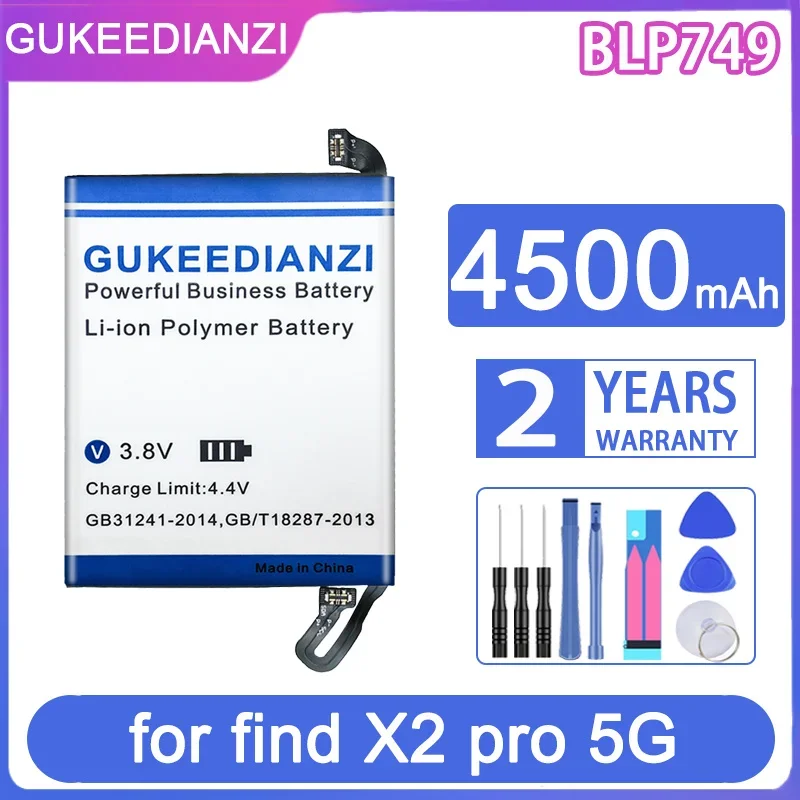 

GUKEEDIANZI Replacement Battery BLP767 BLP749 4600mAh for OPPO find x2pro X2 Pro 5G bateria