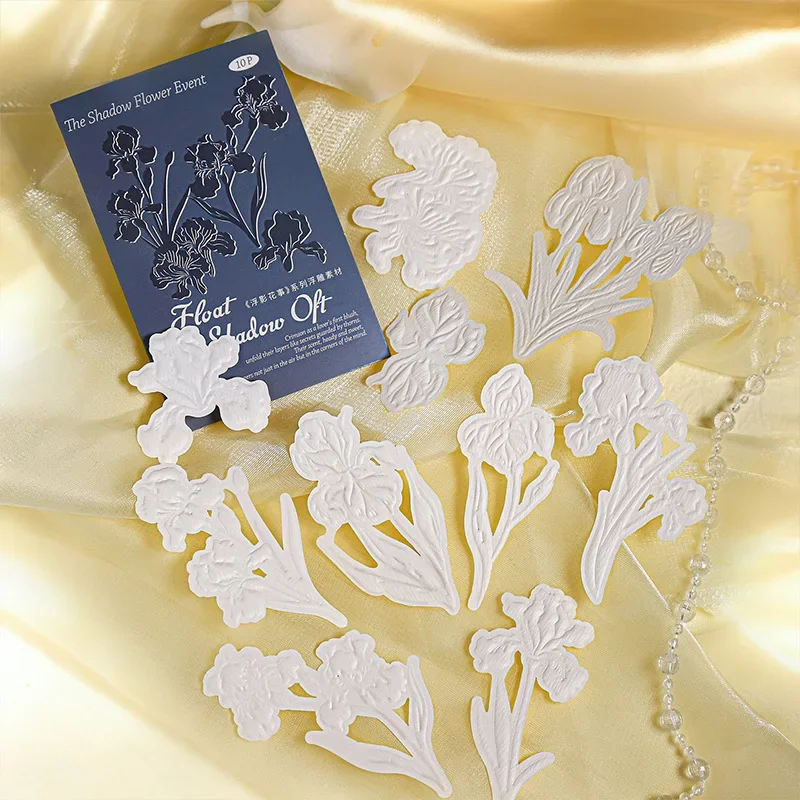 1Pack/2Pack Floating Flower 10 Sheets Set 3D Pressed DIY Art Creation Materials Vintage Scrapbook Embossed Botanical Stickers