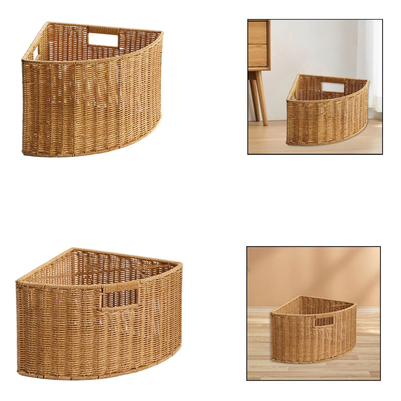 

Угловая корзина для хранения, пластиковый органайзер, прочный плетеный контейнер с ручкой для хранения игрушек и одежды