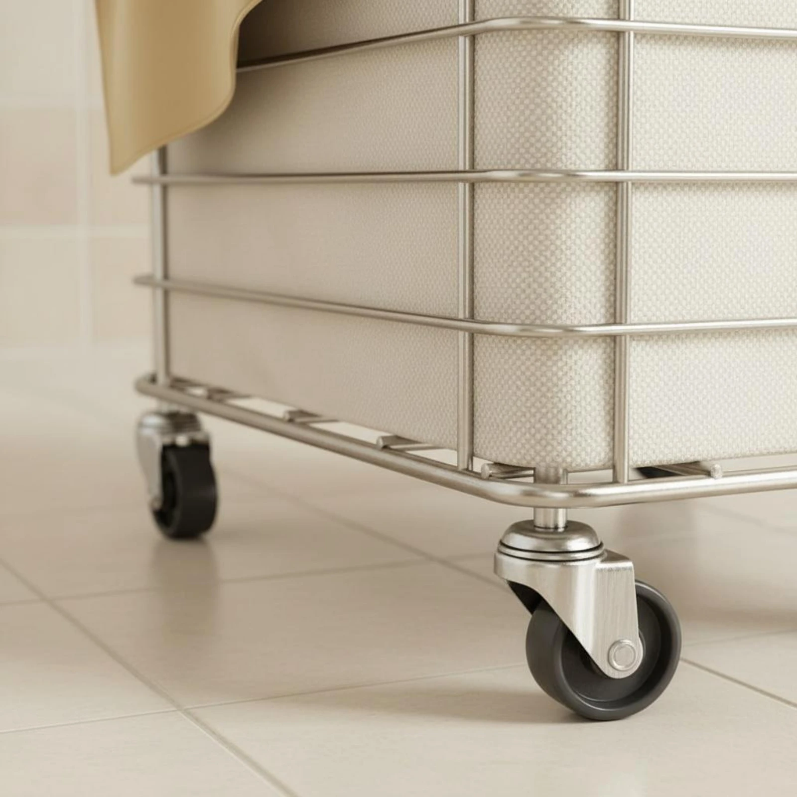 Wheeled Laundry Hamper Large Capacity Rolling Laundry Hamper Household Storage Space Saving Sturdy Metal Frame for Bathroom