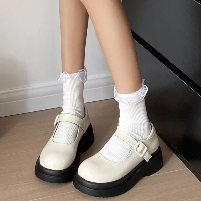 Cute Harajuku Mary Jane Shoes Women Thick-soled Shoes Japanese jk Uniform Original Girl College Style Lolita Shoes Oxford shoes