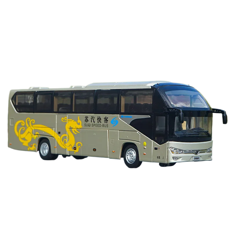 Collectible 1:42 Yutong 6128 Suqi Express Alloy Tourist Highway Bus Miniature, high quality simulation bus toy for adults