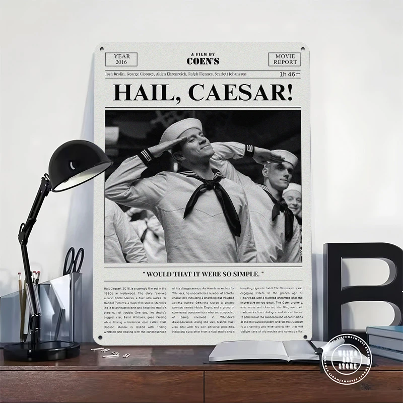 Hail Caesar! Movie Tin Poster Customized Wall Art Retro Vintage Metal Signs for Fans Room Bedroom Decoration Garage Decorations