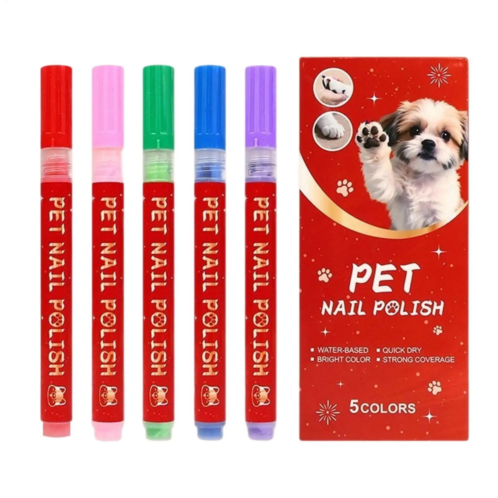 Dog Nail Paint Pen Set Cat Dog Nail Polish Marker Quick Drying Waterproof DIY Christmas Party Holiday Grooming Drawing Tool