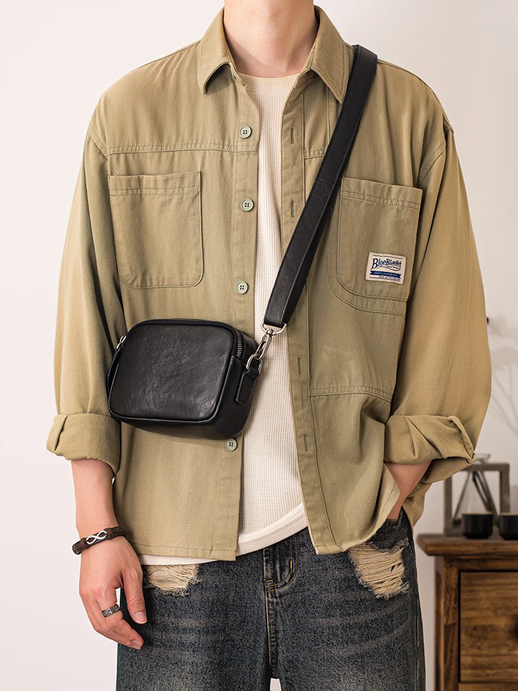 Simple fashion genuine leather men's multifunctional clutch bag casual designer luxury handmade real leather youth shoulder bag