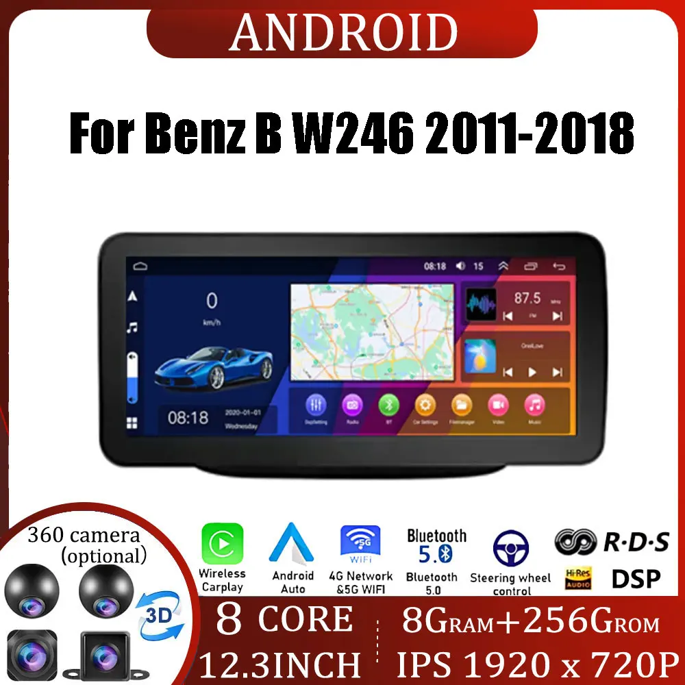 

12.3 Inch For Benz B W246 2011-2018 Android OS Touch Screen Car Accessories Carplay Monitors Speacker Radio Multimedia Player