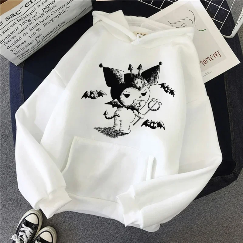 2024 Winter Plus Size Women's Pullover Korea Fashion Cute Sanrio Kuromi Y2K Women's  Hoodie Sweatshirt Kawaii Clothes Goth Top