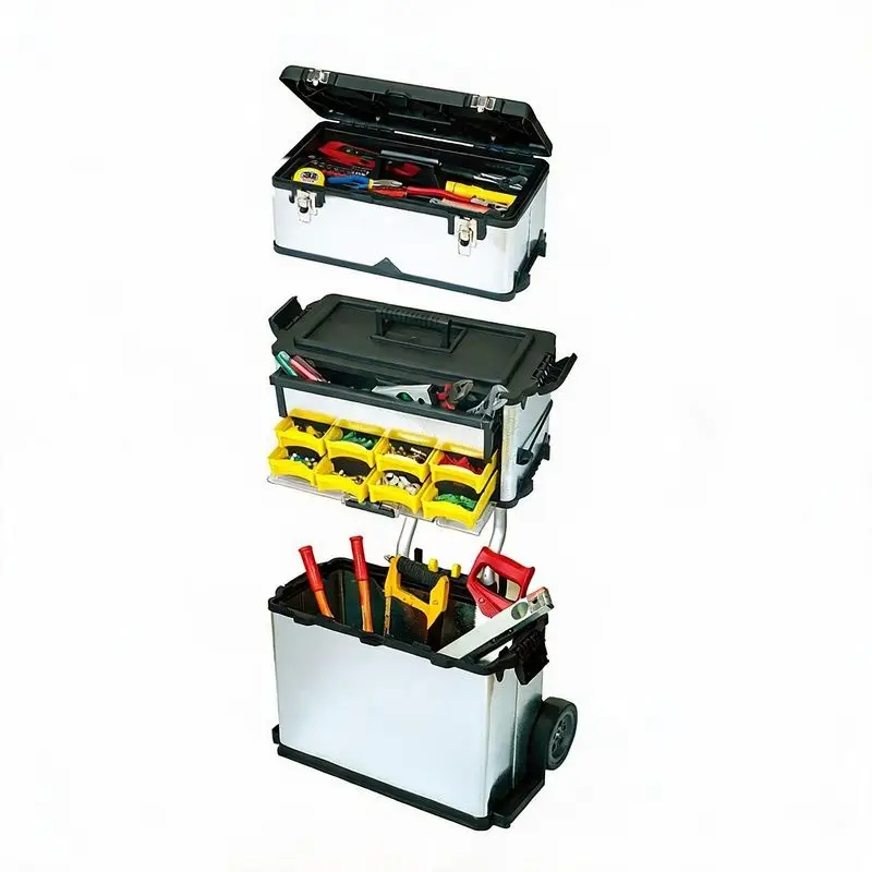 Retractable Handle 23 Inch Trolley Box Storage Mm Custom Metal Toolbox Wheels