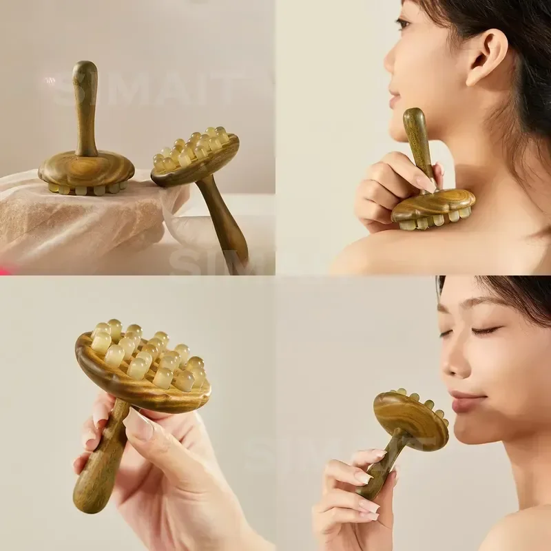 Lotus Shape Wooden Scalp Massage Brush, Portable Gua Sha Tool for Scalp & Body Relaxation