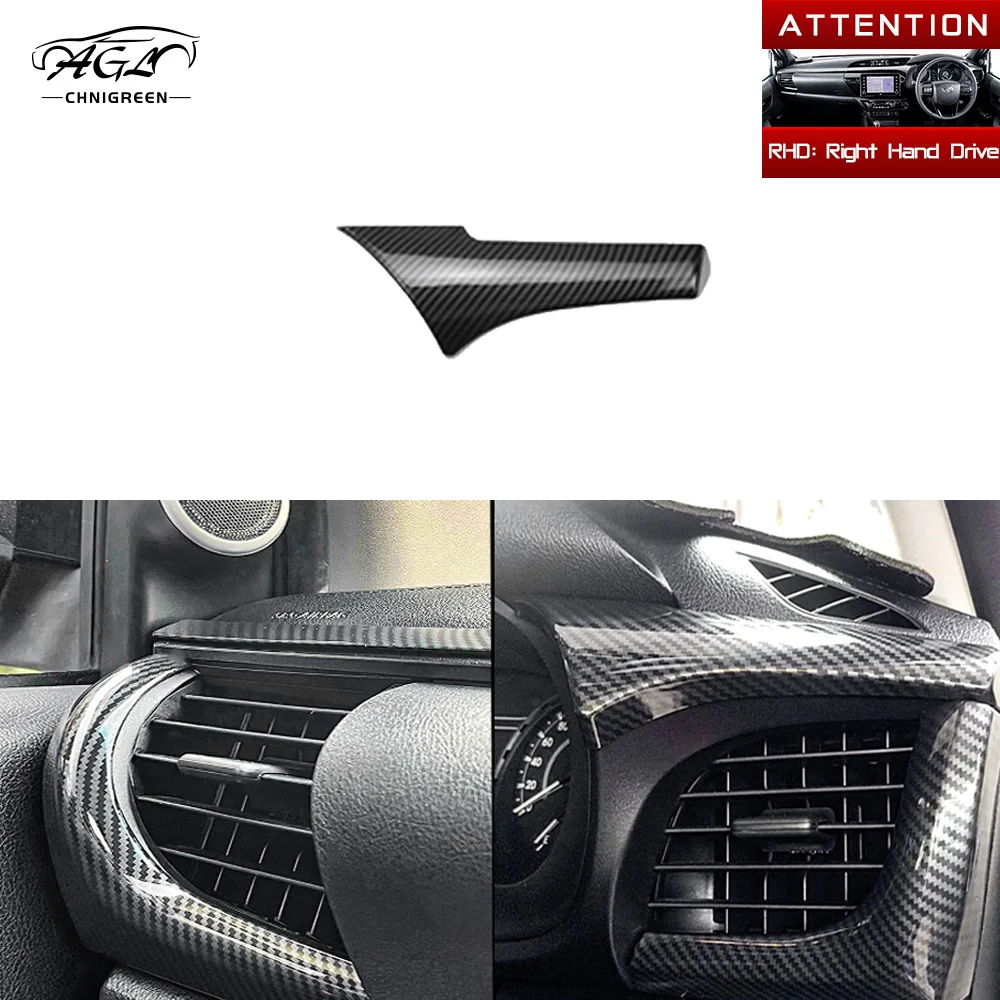 

1pc ABS Carbon Fiber Color Bamboo Grain Air Condition Outlet Trim for Toyota Hilux Revo Conquest 2015 2016 2017 2018 2019 2020
