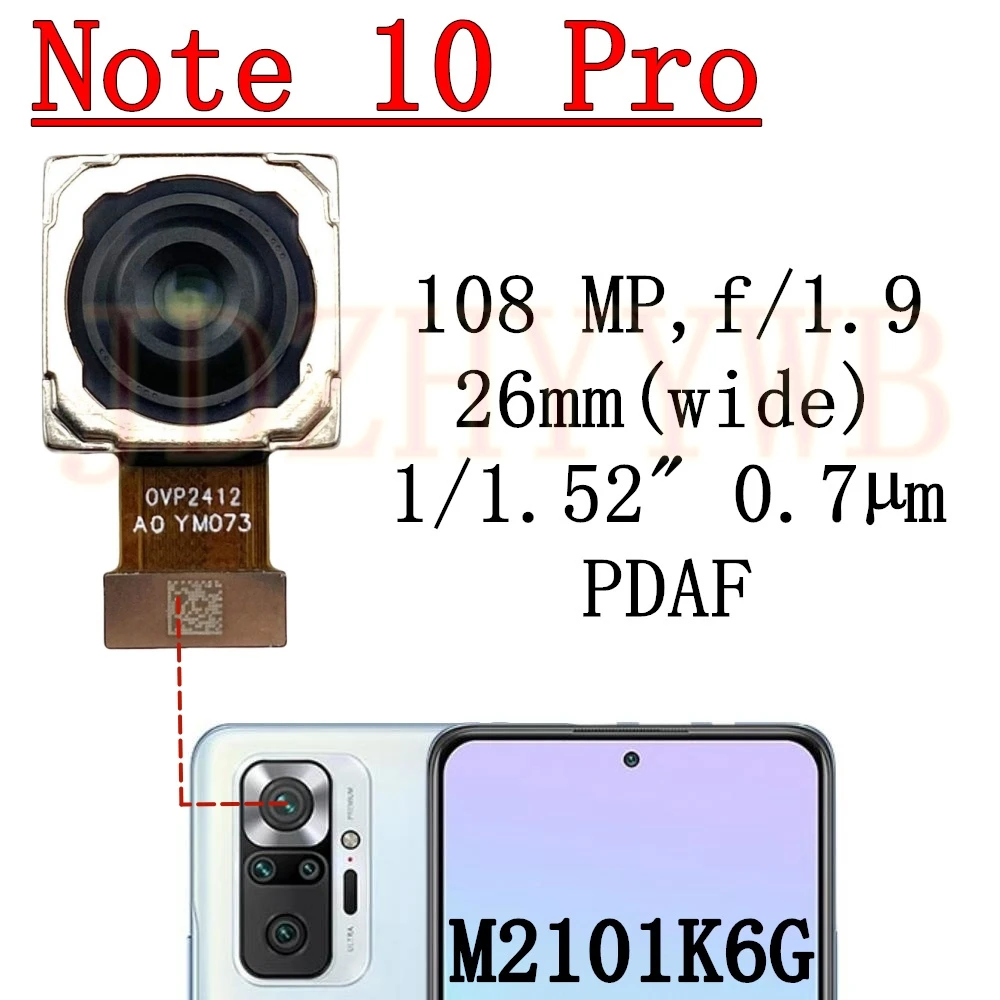 Rear Front Camera For Xiaomi Redmi Note 10 Pro M2101K6G Frontal Selfie Facing Main Wide Back Camera Module Flex Cable