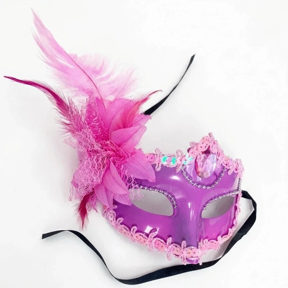 Novelty Rhinestone Half-Face Mask Multicolor Flower Masquerade Ball Mask Cosplay Fancy Prom Feather Mask Women's Event