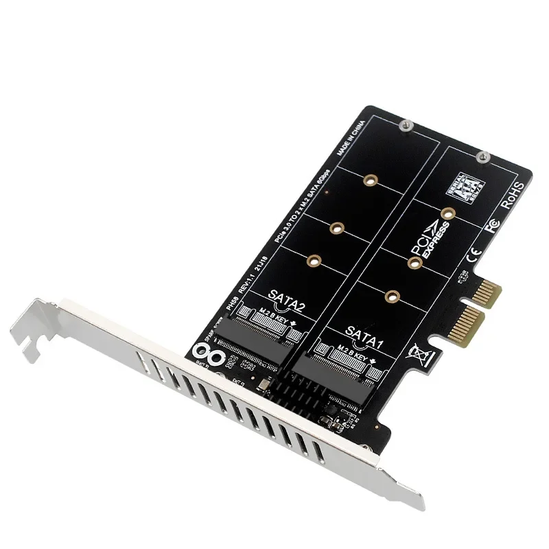 Tarjeta adaptadora M.2 SATA a PCIE, doble disco, expansión dividida RAID, tarjeta de matriz de doble disco PCIe X1 a NGFF M2 SATA, tarjeta extendida PH58