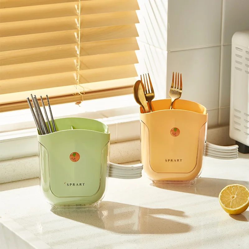

Kitchen Chopsticks Cage Plastic Chopsticks Box Nordic Ins Wind Desktop Storage Box Tableware Double-layer Drain Chopsticks Tube