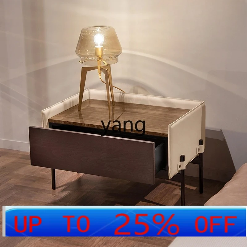 

Lmm modern simple locker leather metal gentleman bedside table