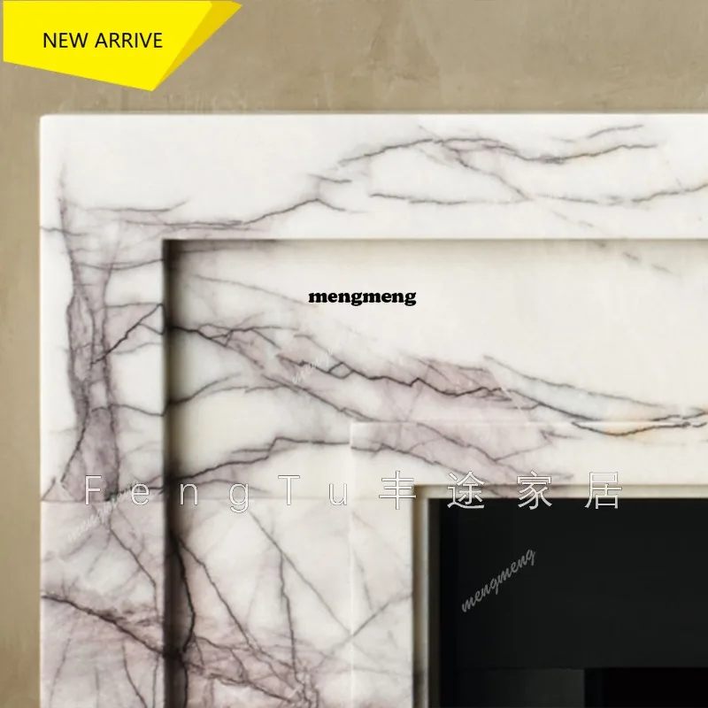 M138 Marble fireplace French simple light luxury high-end living room stone fireplace decorative cabinet