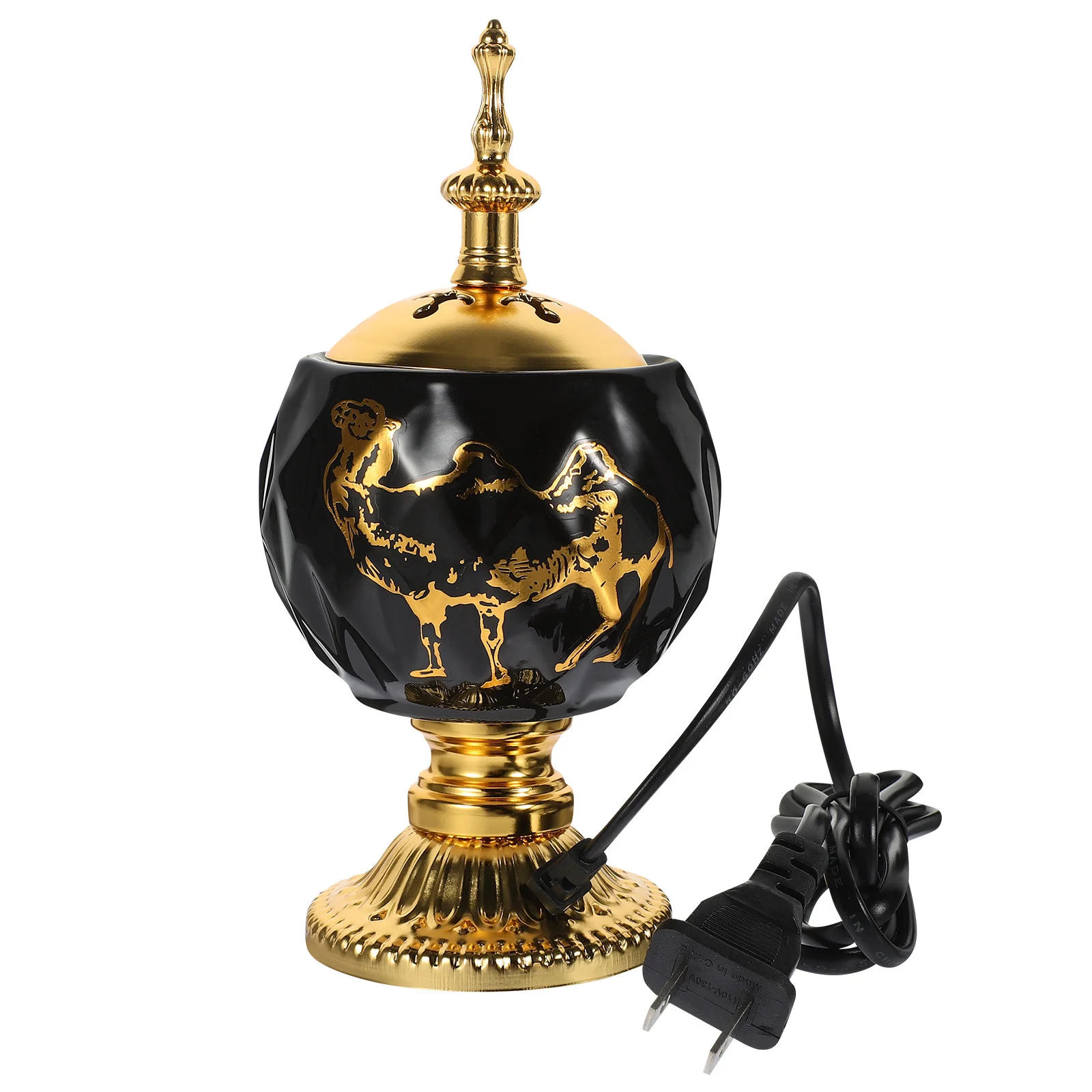 

Electric Incense Burner Arabic Style Plug In Censer For Home Temple Aroma Relaxing Desktop Decor 110V Us Plug Retro Metal