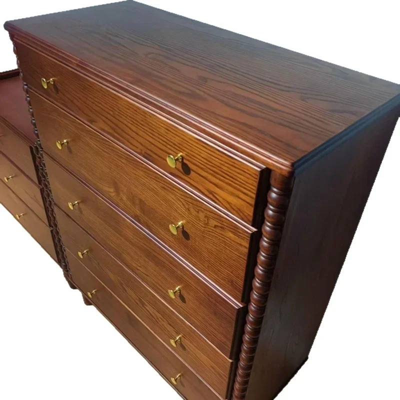 Medieval style bedroom storage American chest locker retro solid wood living room storage American chest of drawers