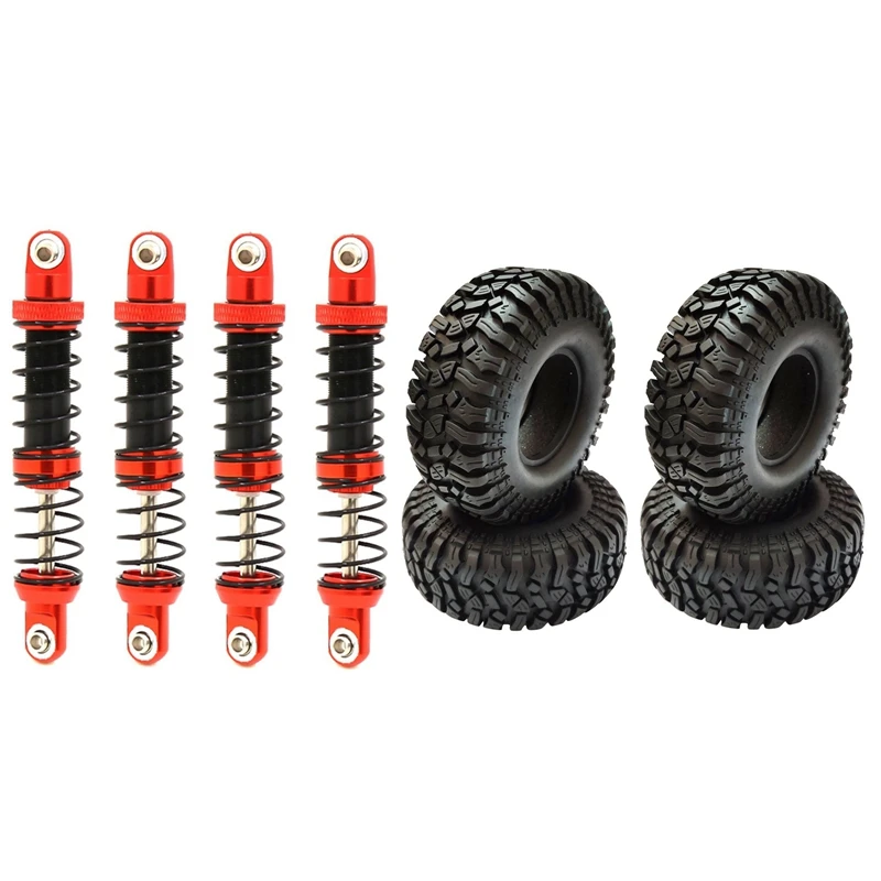 

4PCS 112Mm Rubber 1.9 Inch Wheel Tire Tyre With 4PCS Metal Shock Absorbers Oil Adjustable Damper 80Mm