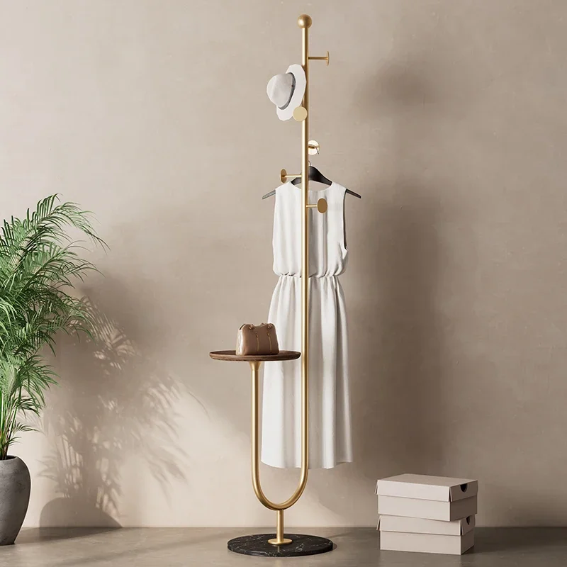 

Medieval style hanger floor-to-ceiling bedroom light luxury hanger modern simple coat rack bedside clothes artifact at night