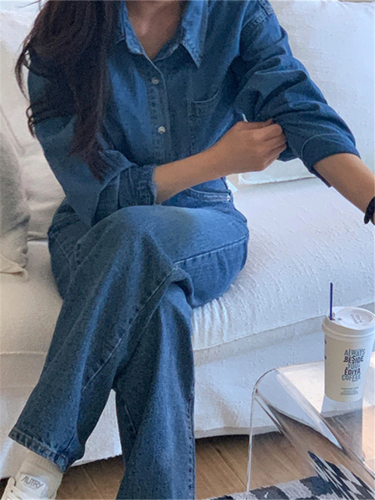 BL2299 New 2023 Korean Fashion Denim Office Lady Female Oversized Wild Women Blouses Shirts Spring Vintage Elegant Lady Tops