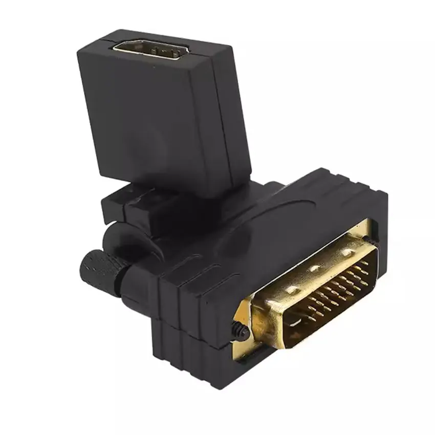 Lingable Rotatable HDMI-DVI Adapter 360 Degree DVI-D 24+1 Male to HDMI Female Converter Connector 1080P for Computer to Display