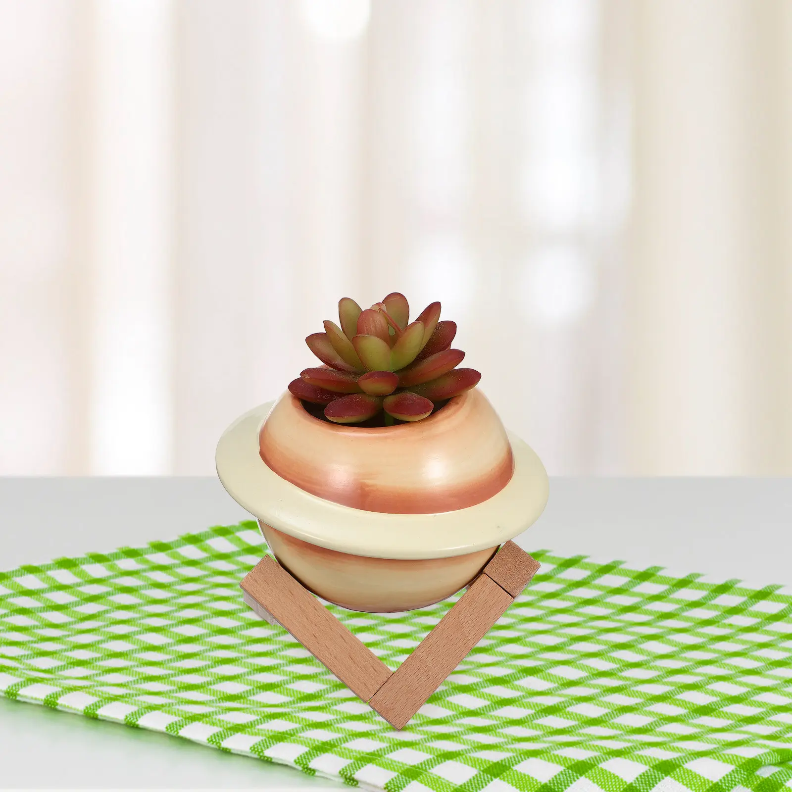 

1Set Planet Shaped Ceramic Flower Pot for Succulents Cactus Bonsai Indoor Outdoor Home Decor Holder Pen Holder No Drain